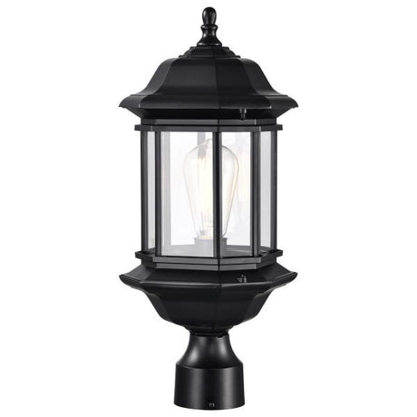 Hopkins Outdoor Collection 18.5 inch Large Post Light Pole Lantern - Matte Black Finish with Clear Glass