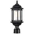 Hopkins Outdoor Collection 16 inch Small Post Light Pole Lantern - Matte Black Finish with Clear Glass