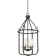 4 Light - Sherwood Caged Pendant - Iron Black with Brushed Nickel Accents Finish - Clear Glass - Lamps Included