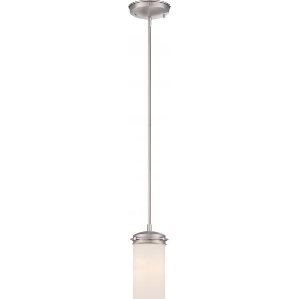 Polaris - 1 Light - Mini Pendant- with White Opal Glass