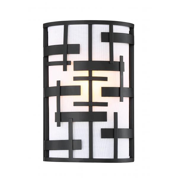 Lansing - 2 Light - Wall Sconce with White Fabric Shade