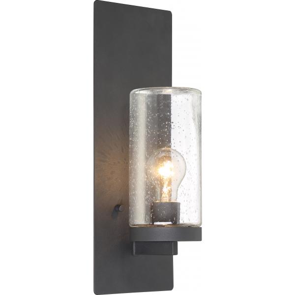 Indie - 1 Light - Large Wall Sconce - Textured Black Finish with Clear Seeded Glass