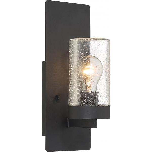 Indie - 1 Light - Small Wall Sconce - Textured Black Finish with Clear Seeded Glass