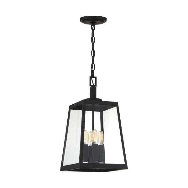 Halifax - 4 Light - Hanging Lantern - Matte Black Finish with Clear Glass