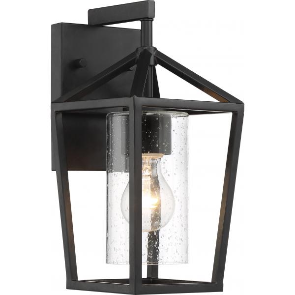 Hopewell - 1 Light - Small Lantern - Matte Black Finish with Clear Seeded Glass