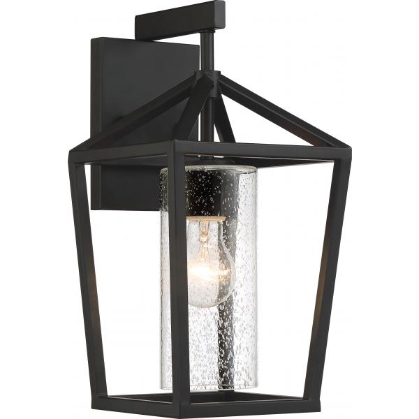 Hopewell - 1 Light - Medium Lantern - Matte Black Finish with Clear Seeded Glass