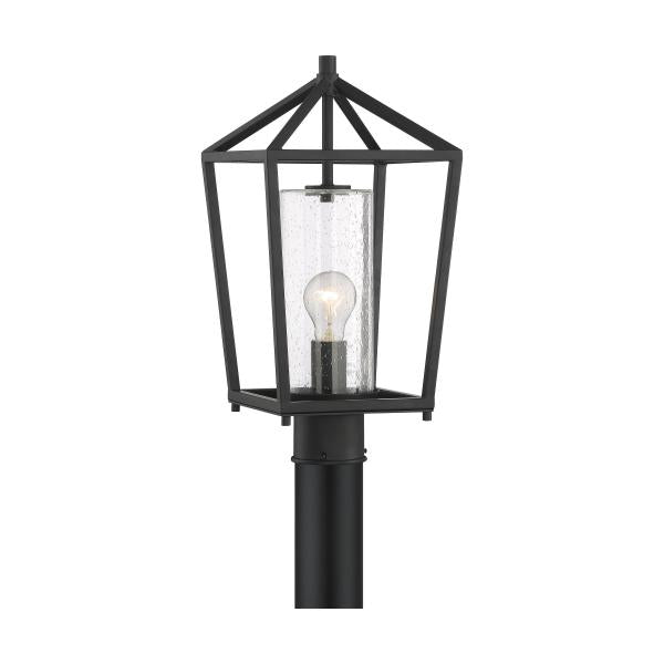 Hopewell - 1 Light - Post Lantern - Matte Black Finish with Clear Seeded Glass