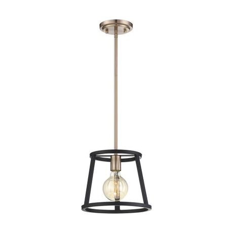 Chassis - 1 Light - Mini Pendant Fixture - Copper Brushed Brass Finish with Matte Black Frame