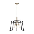 Chassis - 3 Light - Pendant Fixture - Copper Brushed Brass Finish with Matte Black Frame