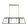 Chassis - 4 Light - Island Pendant Fixture - Copper Brushed Brass Finish with Matte Black Frame