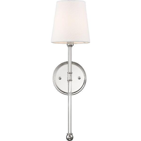 Olmstead - 1 Light - Wall Sconce - Polished Nickel Finish with White Linen Shade