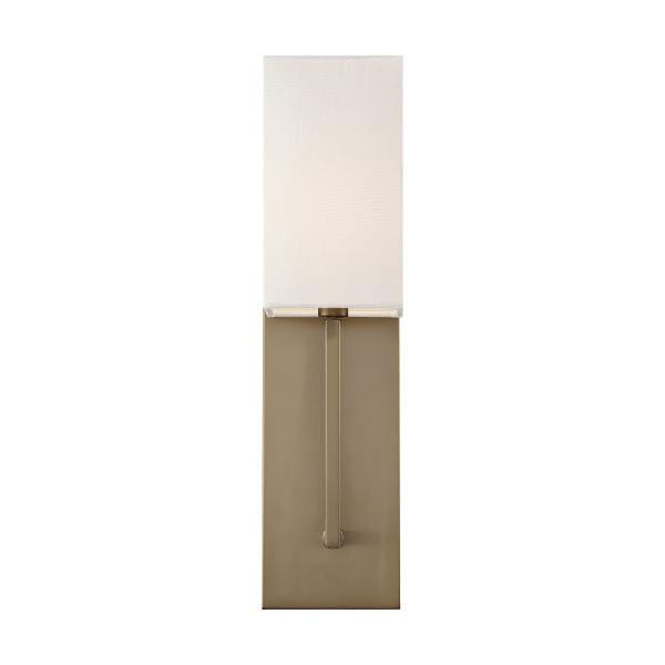 Vesey - 1 Light - Wall Sconce - Burnished Brass Finish with White Linen Shade