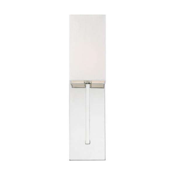 Vesey - 1 Light - Wall Sconce - Polished Nickel Finish with White Linen Shade