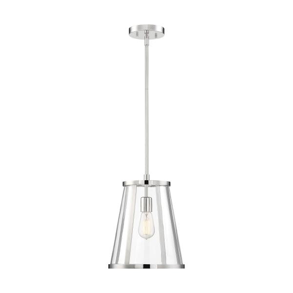 Bruge - 1 Light - Pendant Fixture - Polished Nickel Finish with Clear Glass