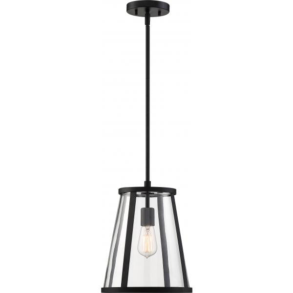 Bruge - 1 Light - Pendant Fixture - Matte Black Finish with Clear Glass