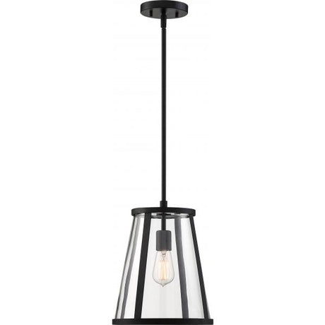 Bruge - 1 Light - Pendant Fixture - Matte Black Finish with Clear Glass