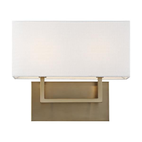 Tribeca - 2 Light - Vanity - Burnished Brass Finish with White Linen Shade