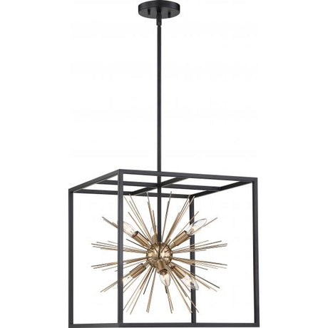 Spirefly - 6 Light - Pendant Fixture - Matte Black and Burnished Brass Finish