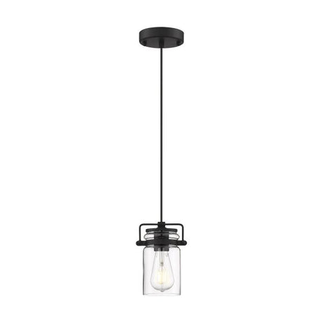 Antebellum - 1 Light - Mini Pendant Fixture - Matte Black Finish with Clear Glass