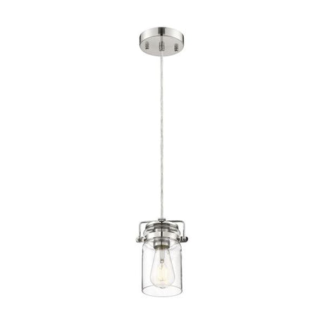 Antebellum - 1 Light - Mini Pendant Fixture - Polished Nickel with Clear Glass