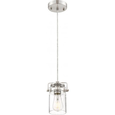 Antebellum - 1 Light - Mini Pendant Fixture - Brushed Nickel Finish with Clear Glass