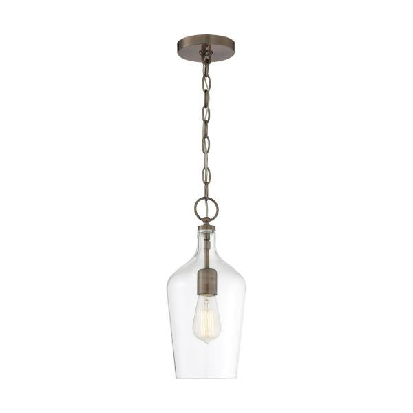 Hartley - 1 Light - Pendant Fixture - Antique Copper Finish with Clear Glass