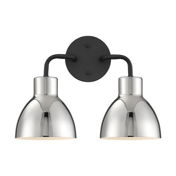 Sloan - 2 Light - Vanity - Matte Black Finish with Polished Nickel Shade