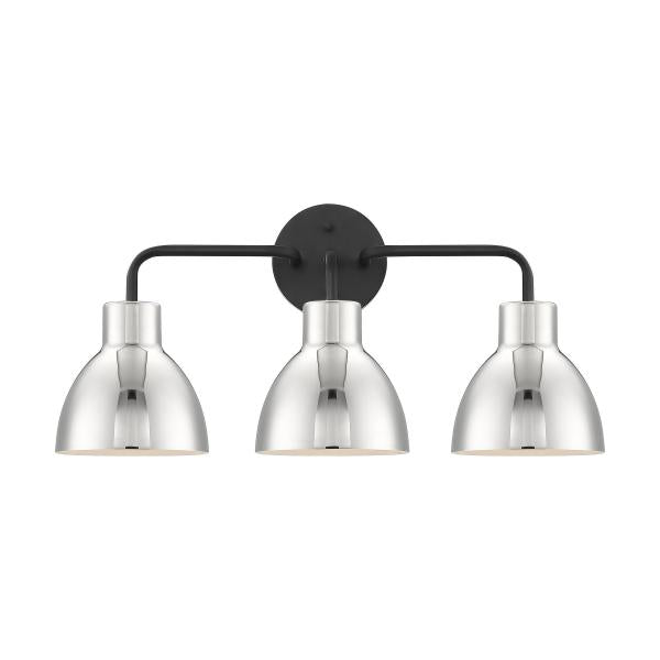 Sloan - 3 Light - Vanity - Matte Black Finish with Polished Nickel Shade