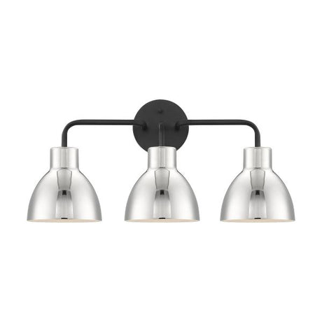 Sloan - 3 Light - Vanity - Matte Black Finish with Polished Nickel Shade