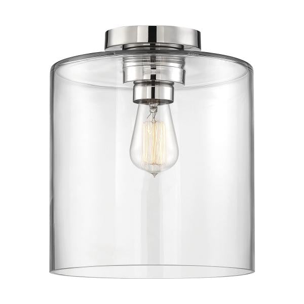 Chantecleer - 1 Light - Semi-Flush Fixture - Polished Nickel Finish with Clear Glass