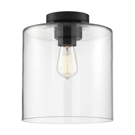 Chantecleer - 1 Light - Semi-Flush Fixture - Matte Black Finish with Clear Glass