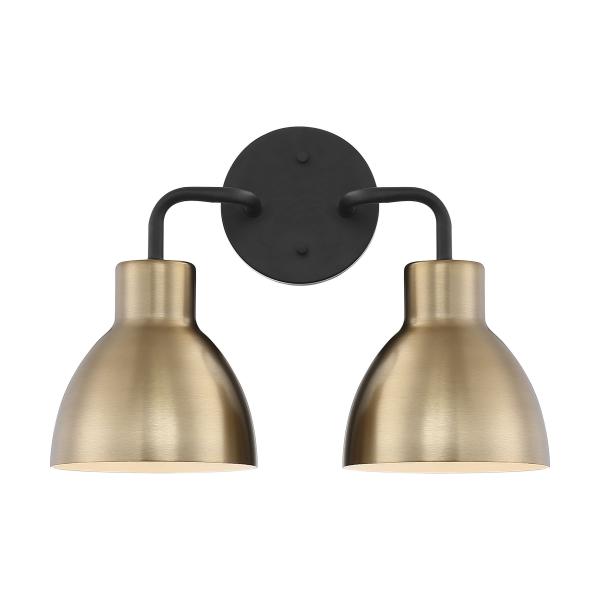 Sloan - 2 Light - Vanity - Matte Black and Burnished Brass Finish