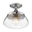 Kew - 1 Light - Semi-Flush Fixture - Polished Nickel Finish with Clear Glass