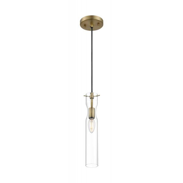 Spyglass - 1 Light - Mini Pendant Fixture - Vintage Brass Finish with Clear Glass