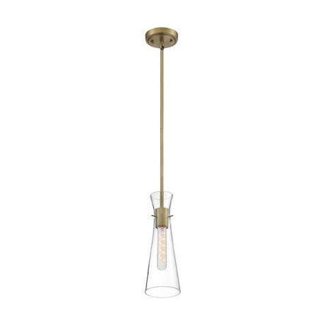 Bahari - 1 Light - Mini Pendant Fixture - Vintage Brass Finish with Clear Glass