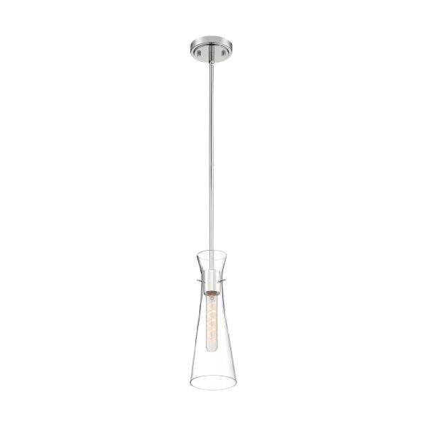 Bahari - 1 Light - Mini Pendant Fixture - Polished Nickel Finish with Clear Glass