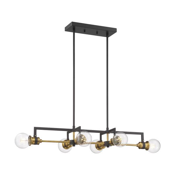 Intention - 6 Light - Island Pendant Fixture - Warm Brass and Black Finish