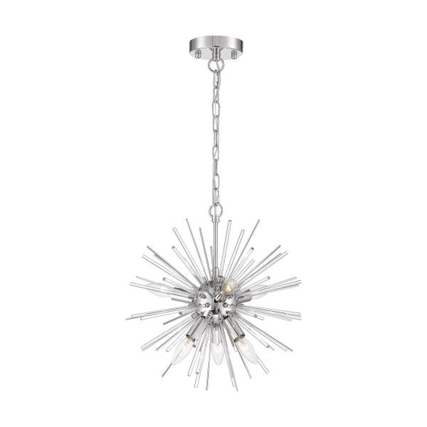 Cirrus - 6 Light - Chandelier - Polished Nickel Finish with Glass Rods