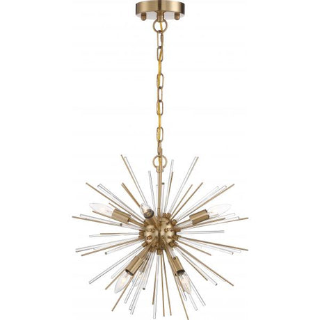 Cirrus - 6 Light - Chandelier - Vintage Brass Finish with Glass Rods