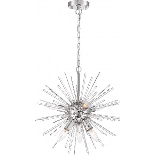 Cirrus - 8 Light - Chandelier - Polished Nickel Finish with Glass Rods