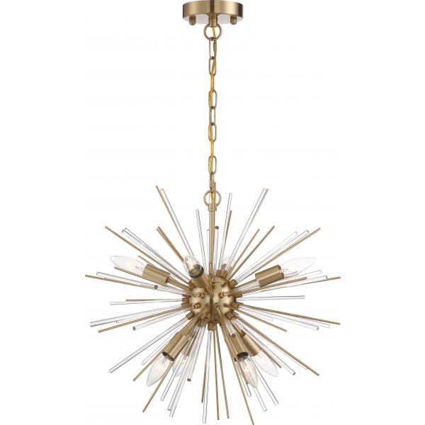 Cirrus - 8 Light - Chandelier - Vintage Brass Finish with Glass Rods