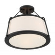 Cutty - 3 Light - Semi-Flush Fixture - Matte Black Finish with White Fabric Shade