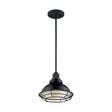 Newbridge - 1 Light - Small Pendant Fixture - Gloss Black Finish with Silver and Textured Black Accents