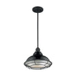 Newbridge - 1 Light - Large Pendant Fixture - Gloss Black Finish with Silver and Textured Black Accents