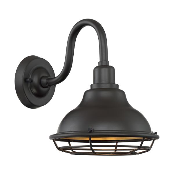 Newbridge - 1 Light - Small Outdoor Wall Sconce Fixture - Dark Bronze Finish with Gold Accents