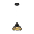 Newbridge - 1 Light - Small Pendant Fixture - Dark Bronze Finish with Gold Accents