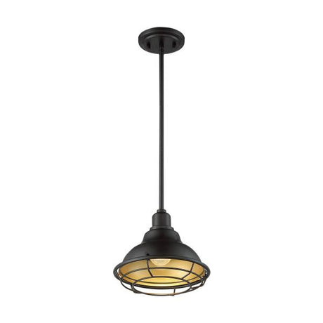 Newbridge - 1 Light - Small Pendant Fixture - Dark Bronze Finish with Gold Accents