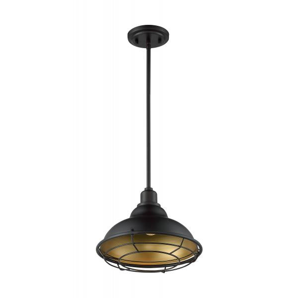 Newbridge - 1 Light - Large Pendant Fixture - Dark Bronze Finish with Gold Accents