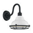 Newbridge - 1 Light - Small Outdoor Wall Sconce Fixture - Gloss White Finish with Textured Black Accents