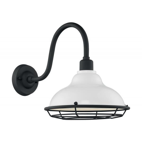 Newbridge - 1 Light - Large Outdoor Wall Sconce Fixture - Gloss White Finish with Textured Black Accents